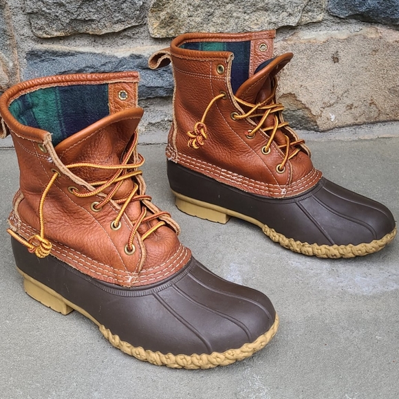L.L.bean  flannel lined tumbled  leather  duck boo - Picture 4 of 16
